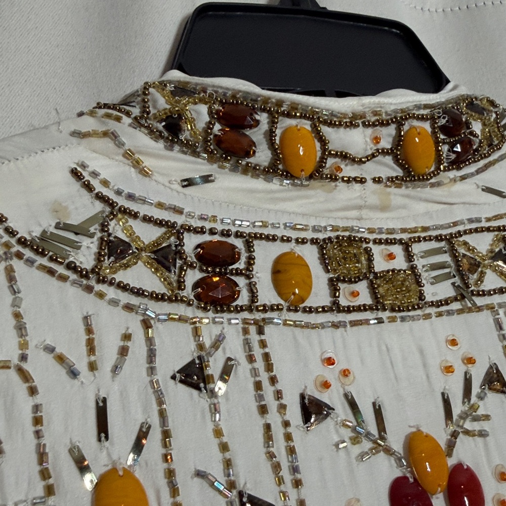 NWOT Lucky Brand Legend Emma Beaded Silk Jacket White Pink Orange Size XS / S - Picture 4 of 8